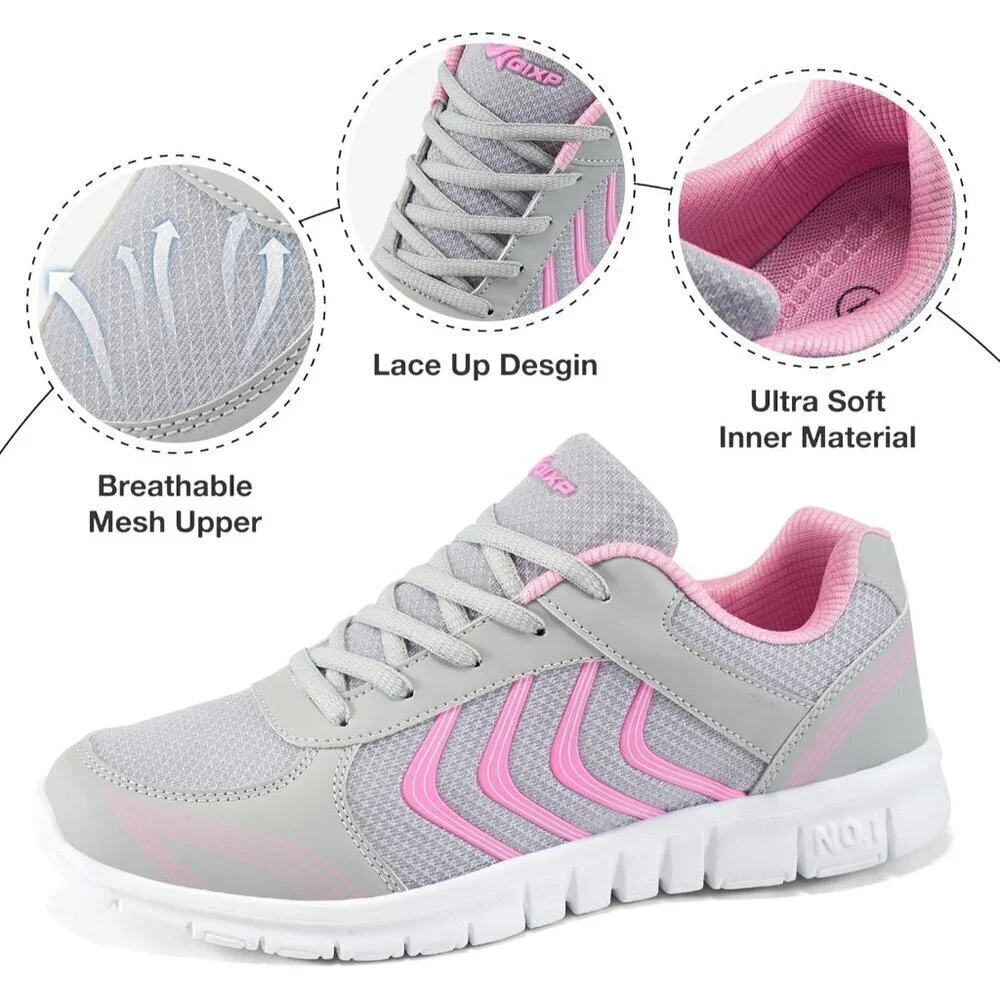 Women Running Shoes Slip On Walking Non Slip Comfortable Fashion Tennis Pink